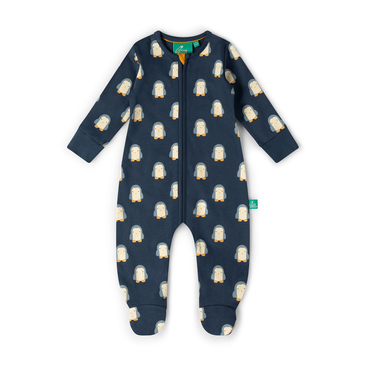 [Pre-Sale] Blue Penguins Zip Organic Babygrow: Navy