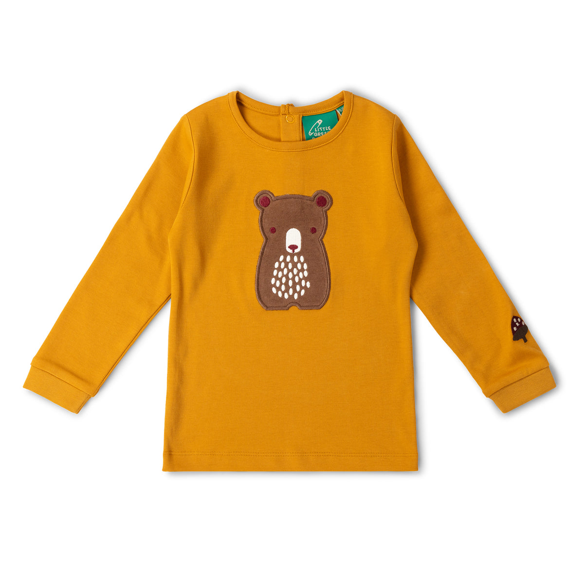 [Pre-Sale] Brown Bear Applique Long Sleeve T-Shirt: Gold