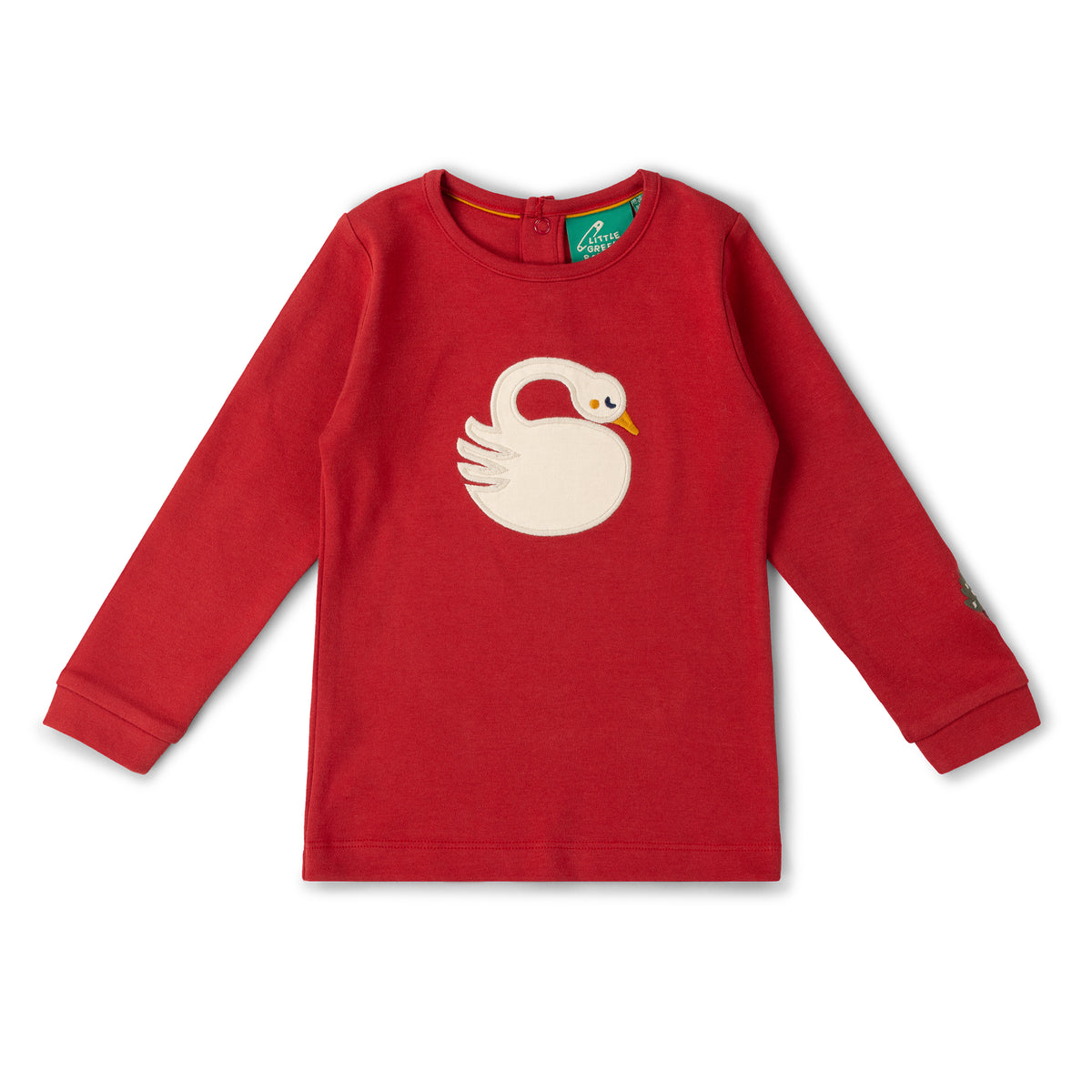 [Pre-Sale] Sleeping Swan Applique Long Sleeve T-Shirt: Red
