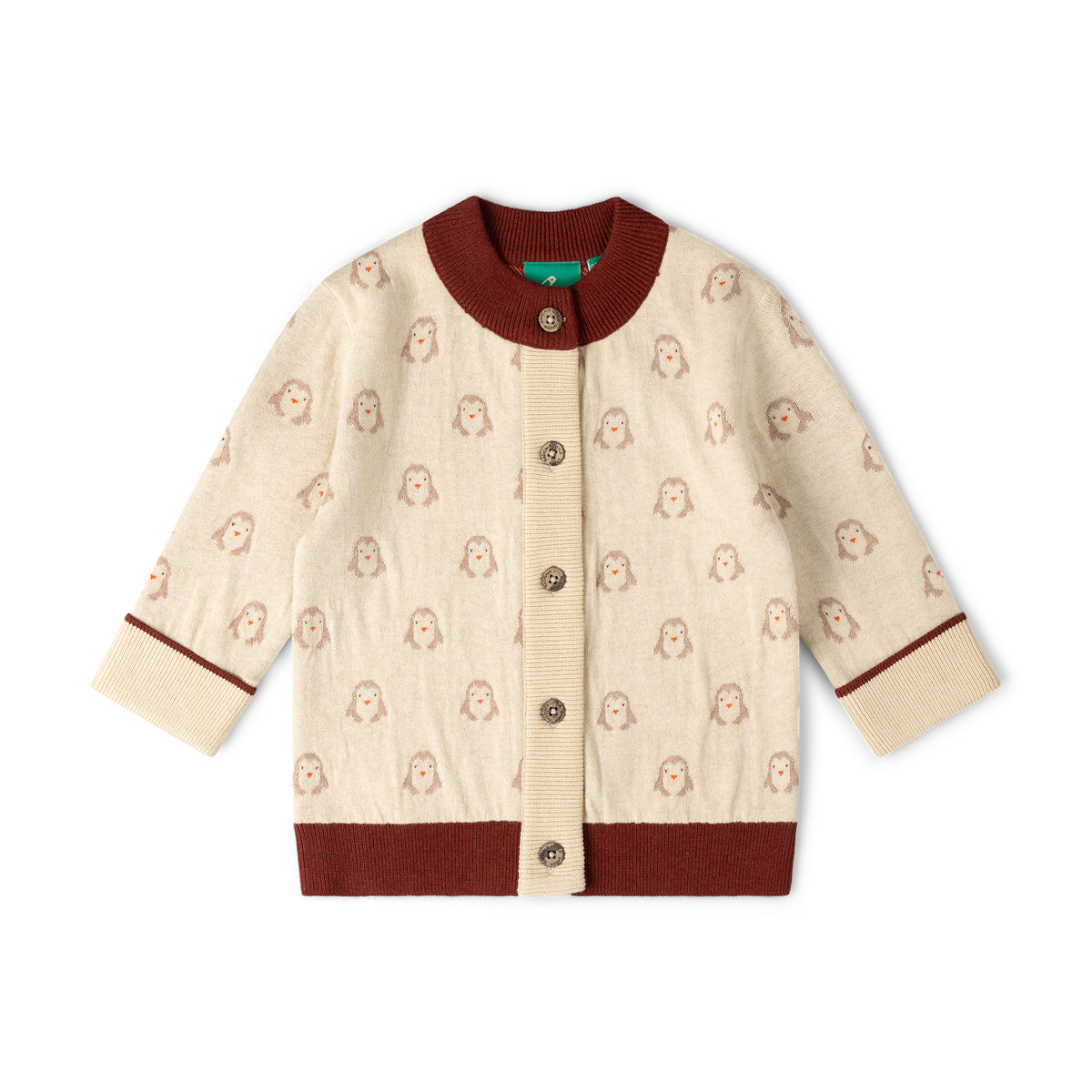 [Pre-Sale] Snow Penguins Knitted Cardigan: Cream