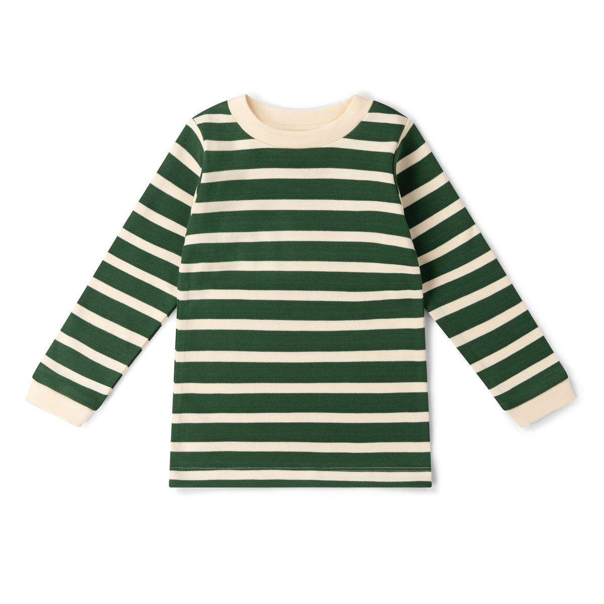 [Pre-Sale] Olive Green Striped Long Sleeve T-Shirt: Green