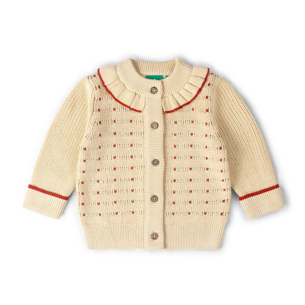 [Pre-Sale] Oatmeal Frill Snuggly Knitted Cardigan: Cream