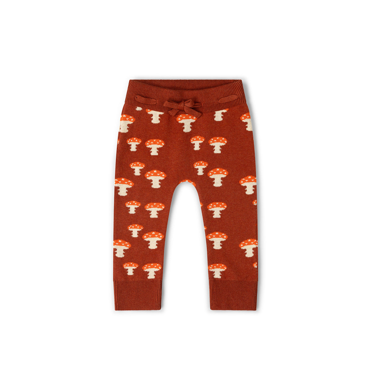 [Pre-Sale] Mushroom Tie Waist Knitted Joggers: Orange