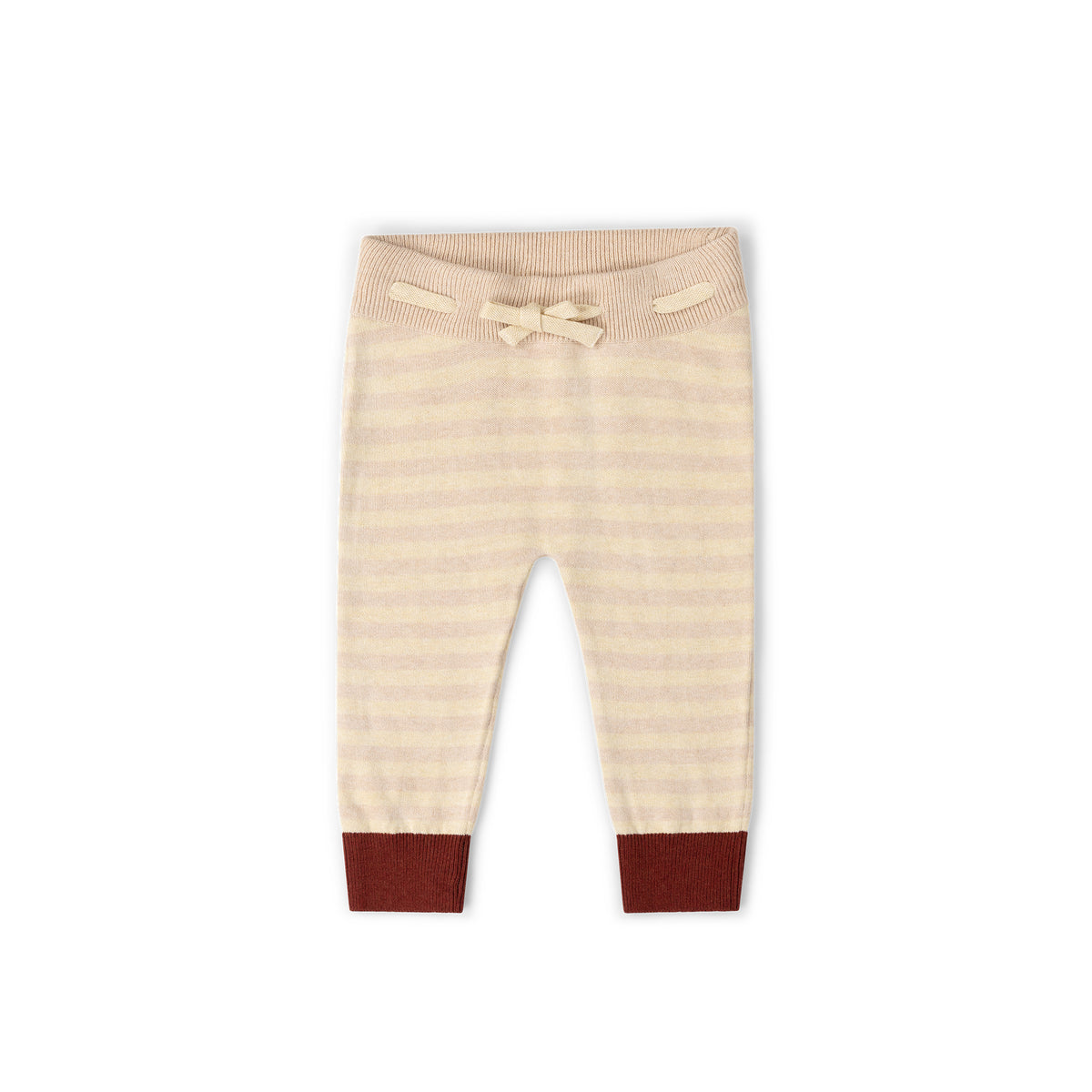 [Pre-Sale] Oatmeal Striped Tie Waist Knitted Joggers: Cream