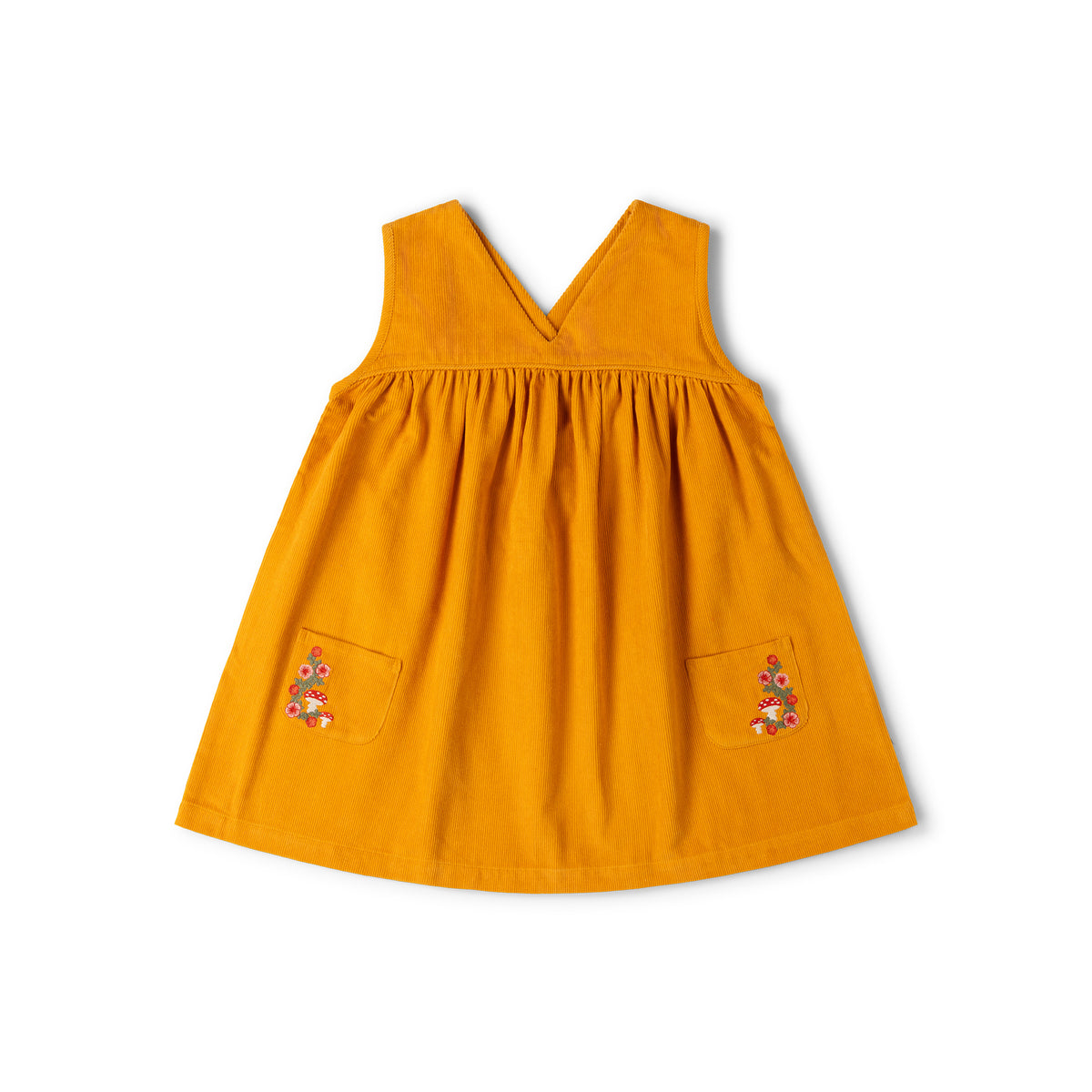 [Pre-Sale] Mushroom Corduroy Swing Dress: Gold