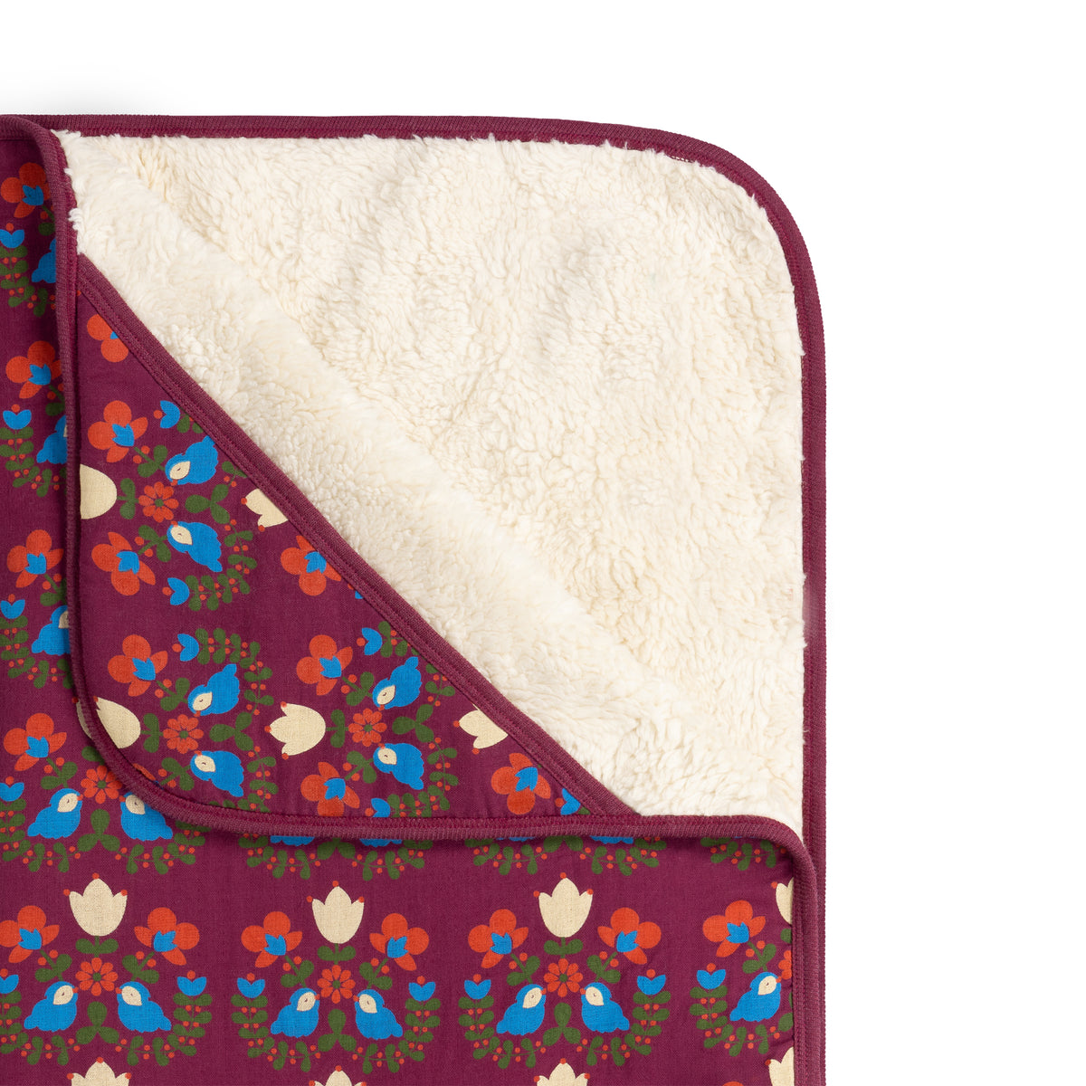[Pre-Sale] Folk Birds Sherpa Hooded Organic Baby Blanket: Purple