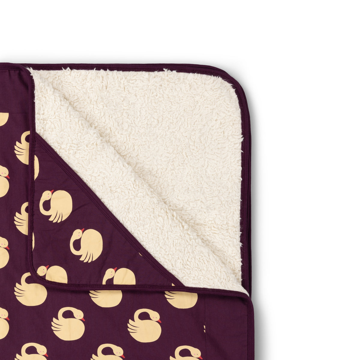 [Pre-Sale] Sleeping Swans Sherpa Hooded Organic Baby Blanket: Purple