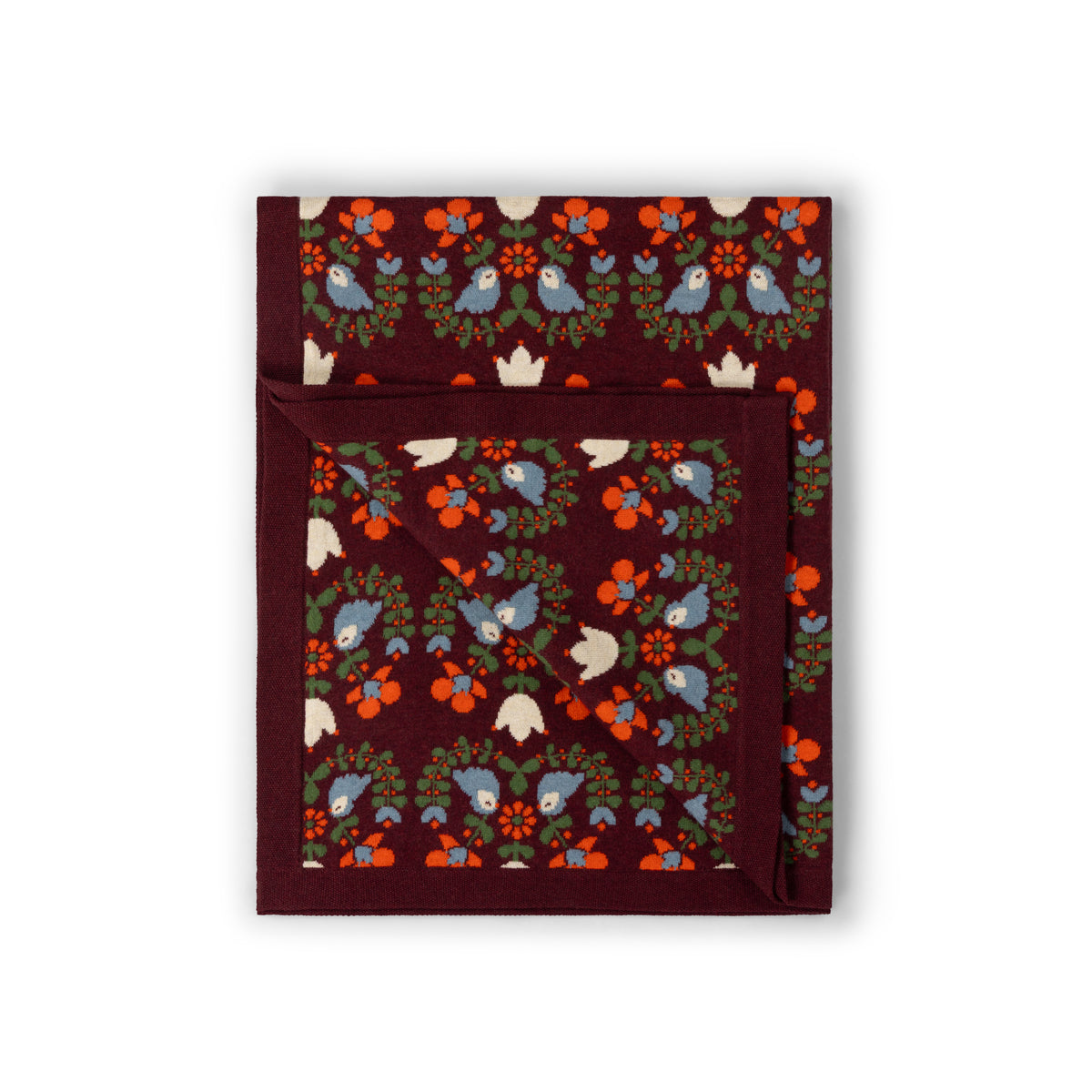 [Pre-Sale] Folk Birds Knitted Organic Baby Blanket: Purple