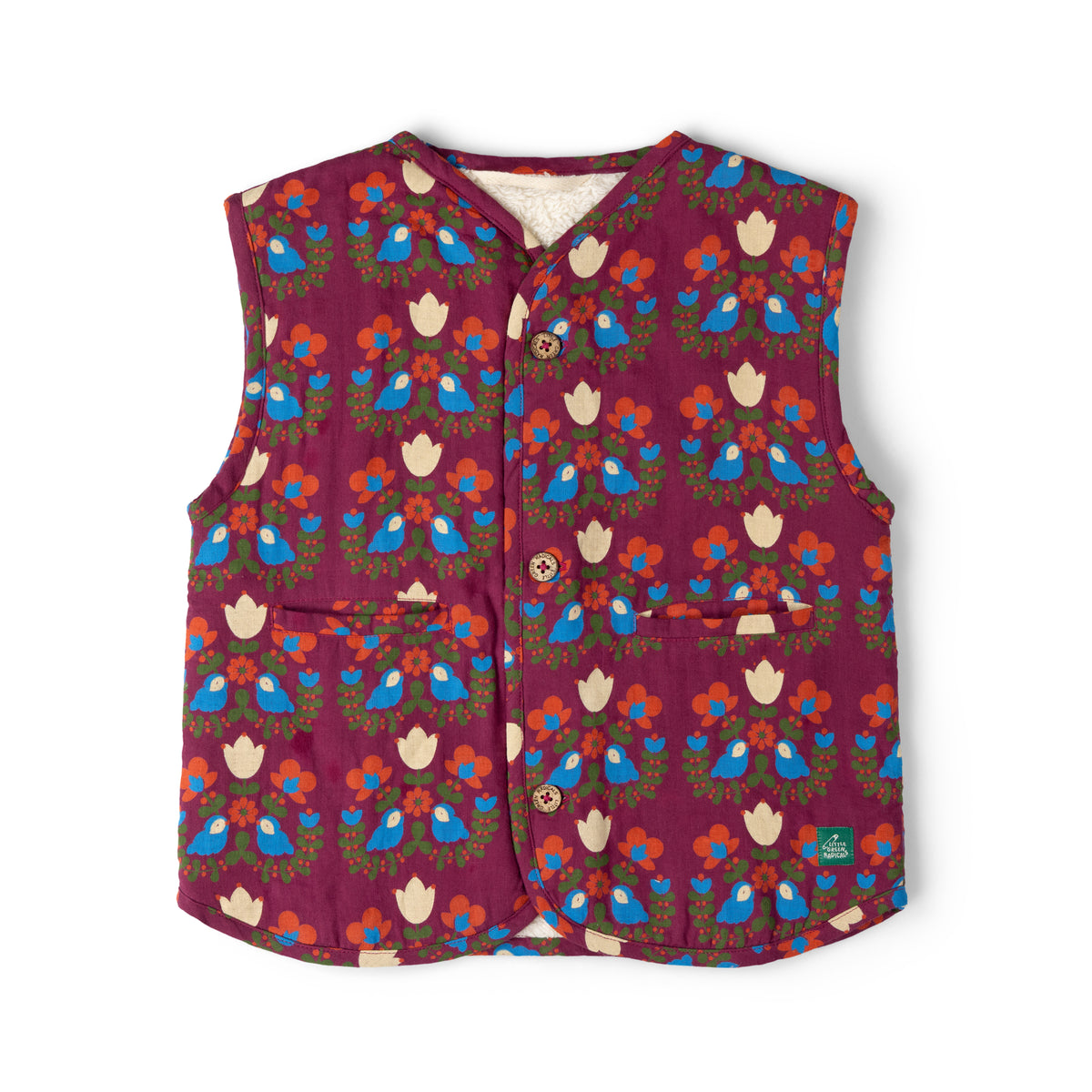 [Pre-Sale] Folk Birds Sherpa Lined Reversible Gilet: Purple