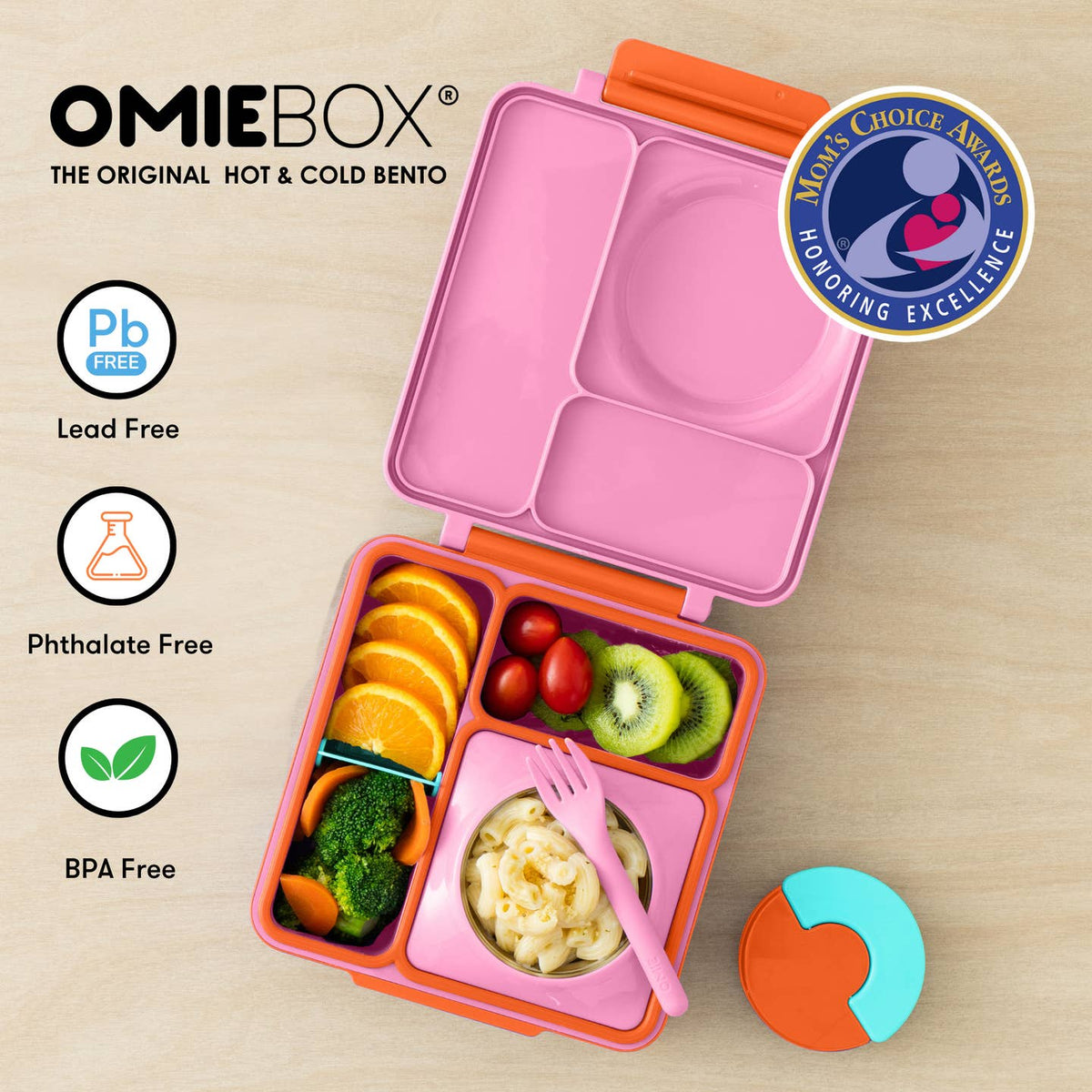 OmieBox Pink Berry bento lunch box