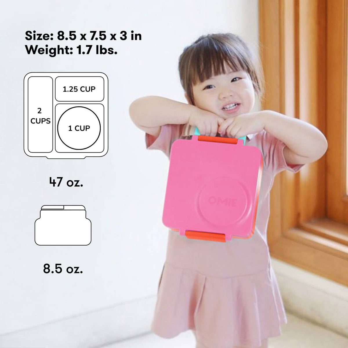 OmieBox Pink Berry bento lunch box