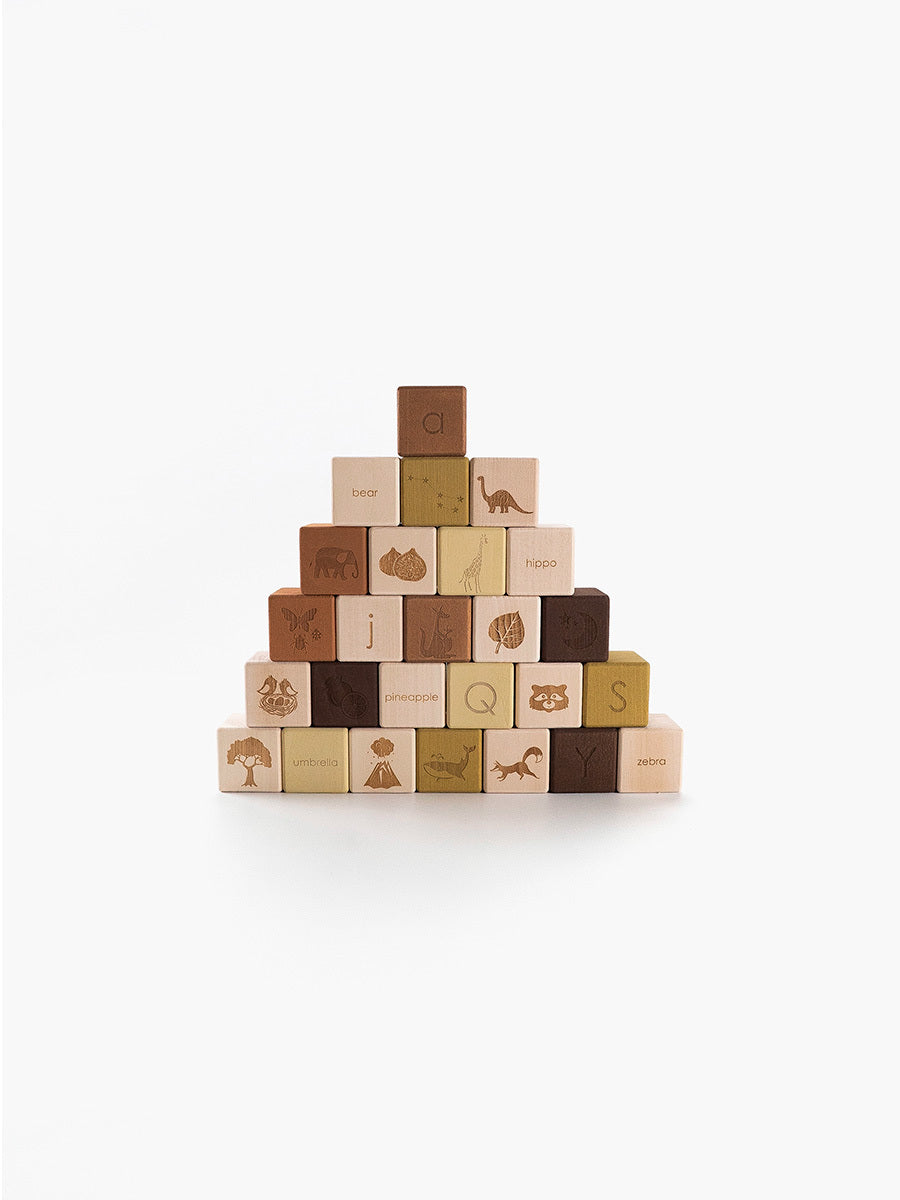 English Alphabet Blocks Set / Olive