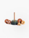 Wooden ring stacker / Green & Mustard