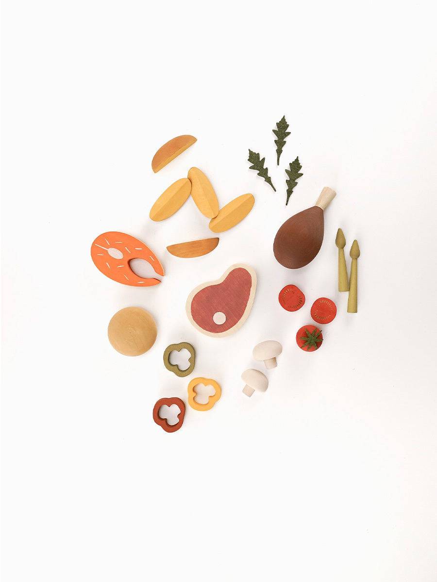 Wooden Play Food Set | Dinner