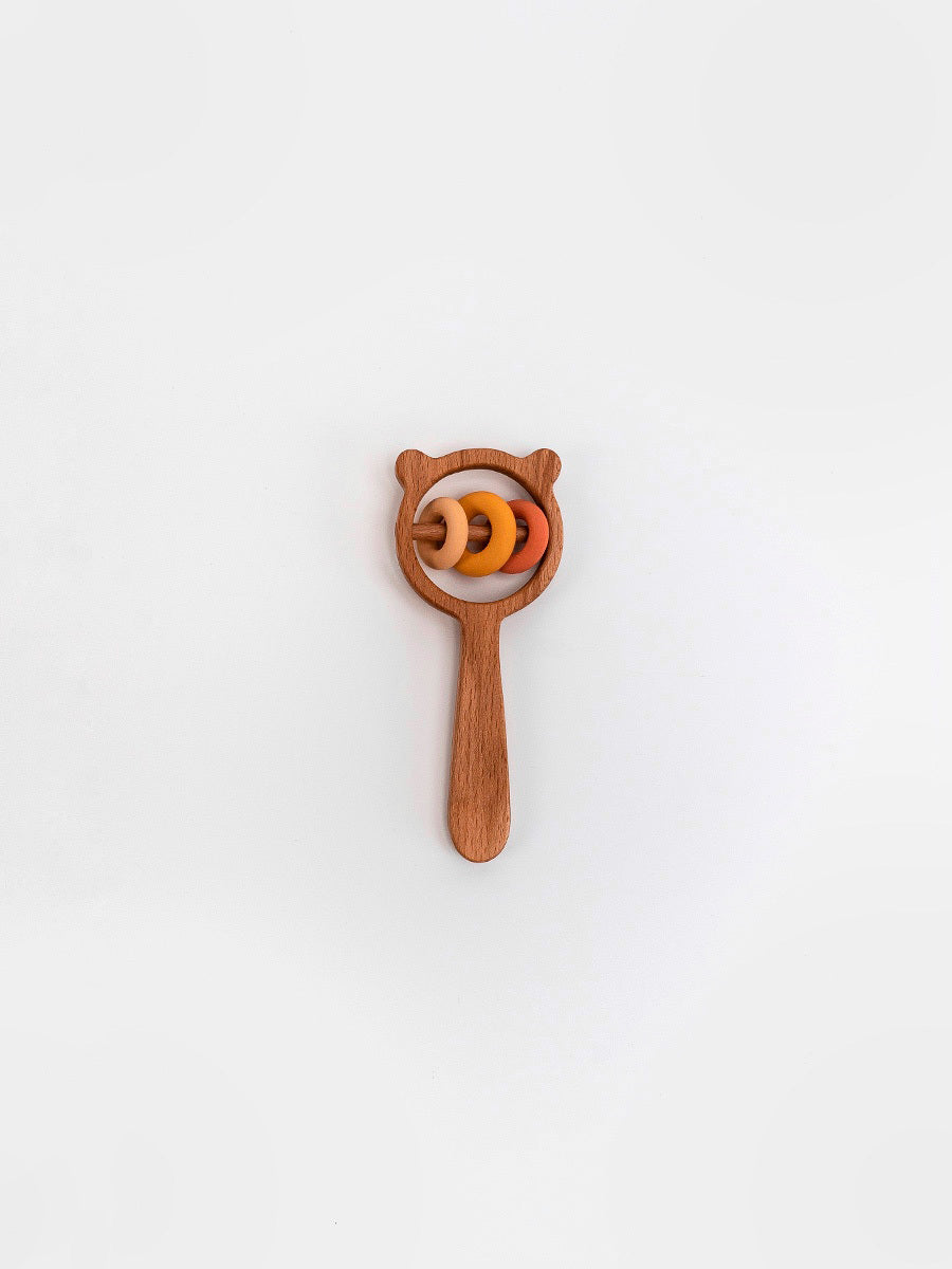 Bear and rings rattle / Yellow-pink
