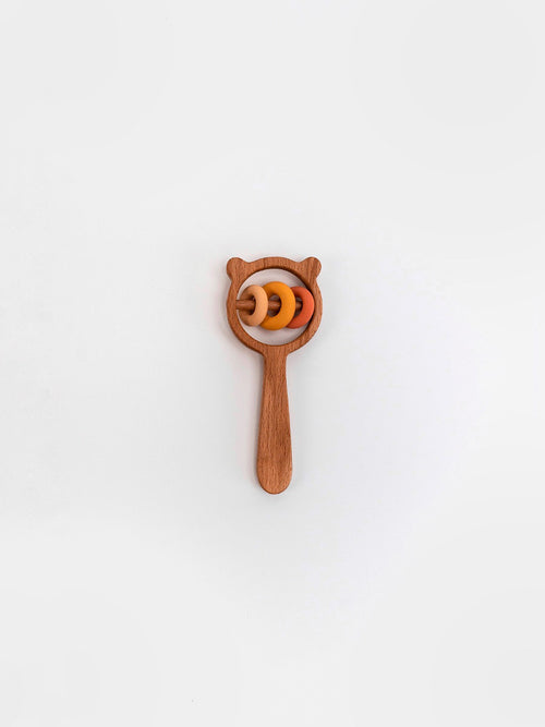 Bear and rings rattle / Yellow-pink